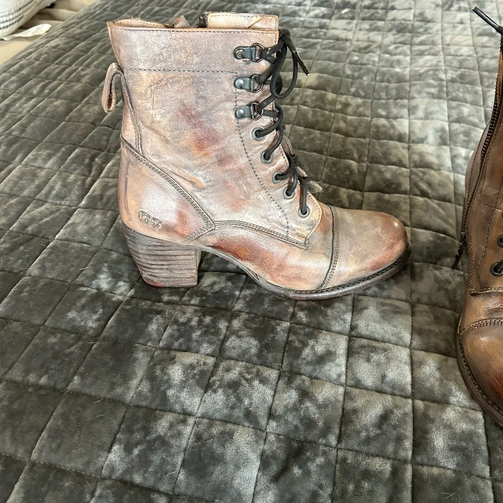 Bed Stu Metallic Leather Combat Boots - Picture 1 of 4